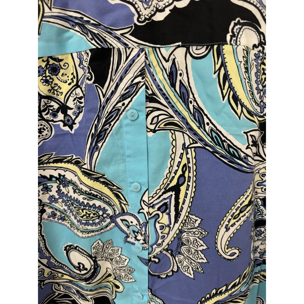 Chicos No‎ Iron Shirt Blouse Button Front Paisley Print Blue Women Size 0 S - Picture 10 of 12